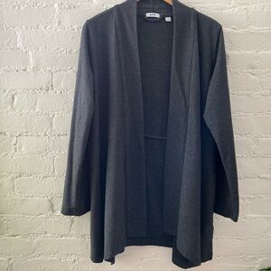 J.Jill Open Front Cardigan Duster Pockets Pima Cotton Blend Minimalist M Gray